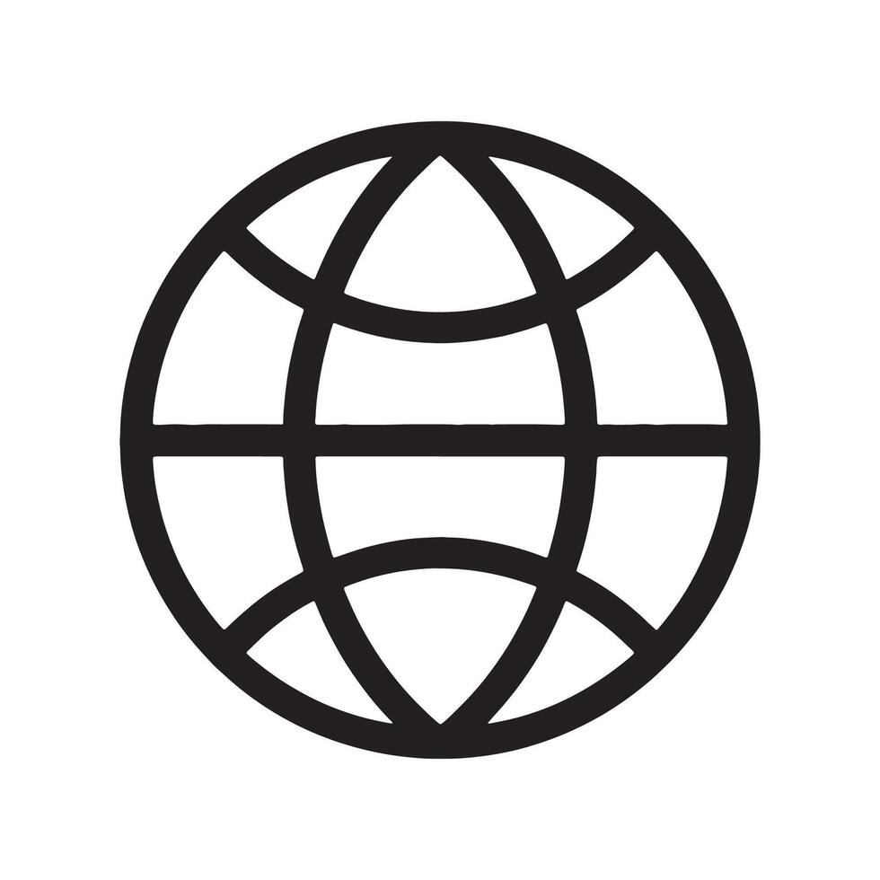 Globe Icon Representing Global Connectivity and the Internet Editable Illustration isolated on a white background vector