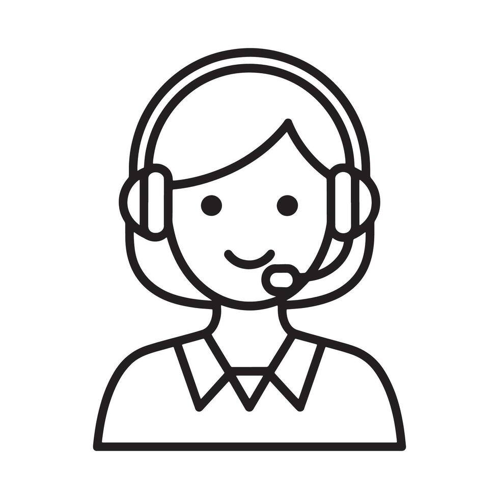 Customer Service Representative with Headset Editable Illustration isolated on a white background perfect for support and communication design vector