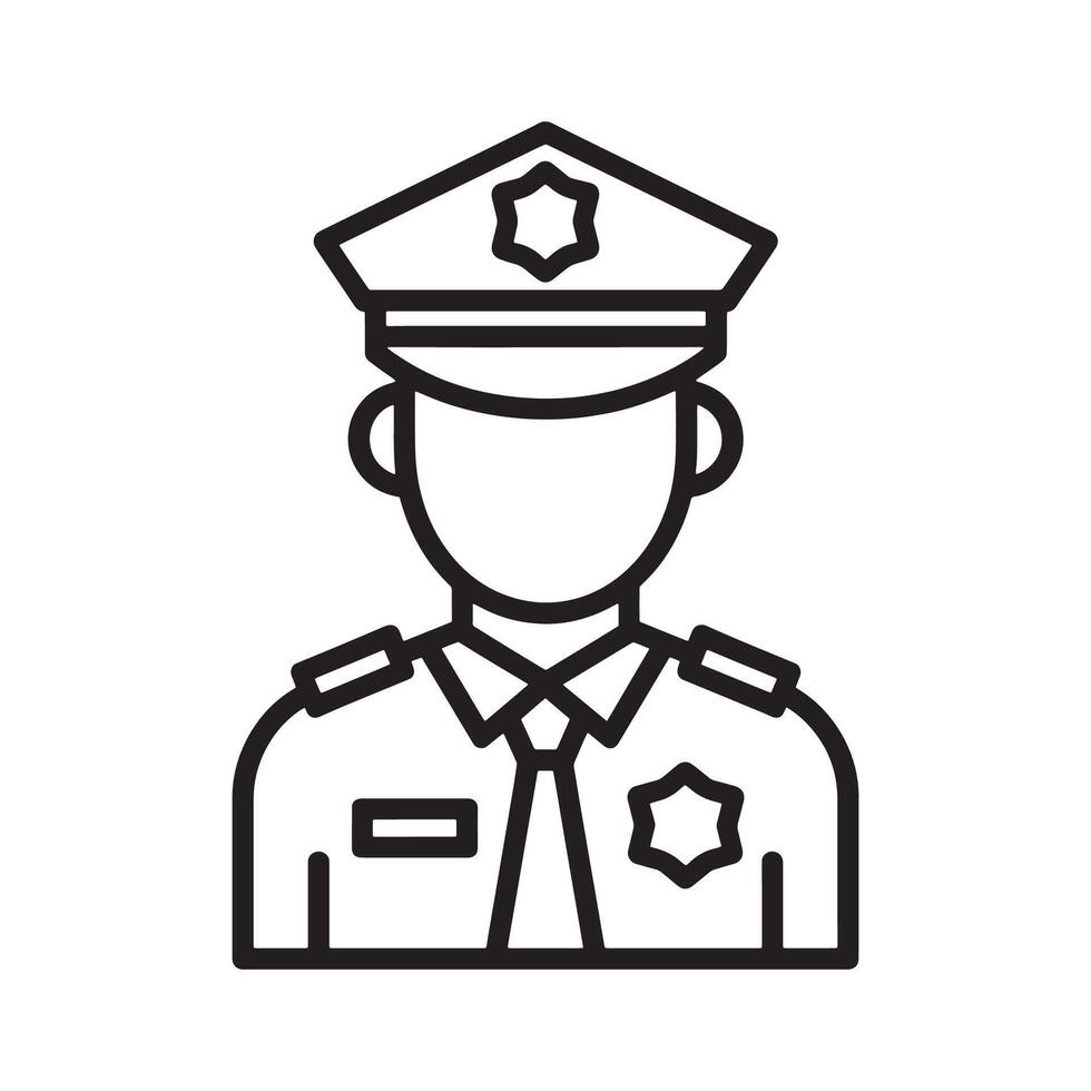 Police Officer Icon Editable Illustration isolated on a white background, suitable for law enforcement, security, and professional design projects vector