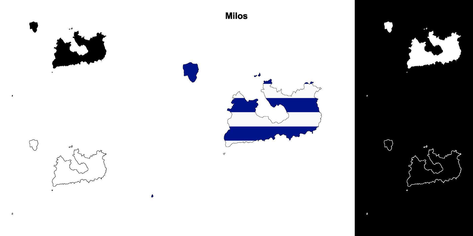 Milos blank outline map set vector