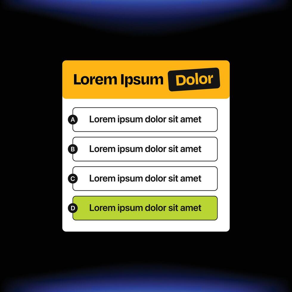 UI Style List Design - 4 Option Infographic Design - Modern and Elegant Style Social Media Ad Design for Bullet Points Data vector