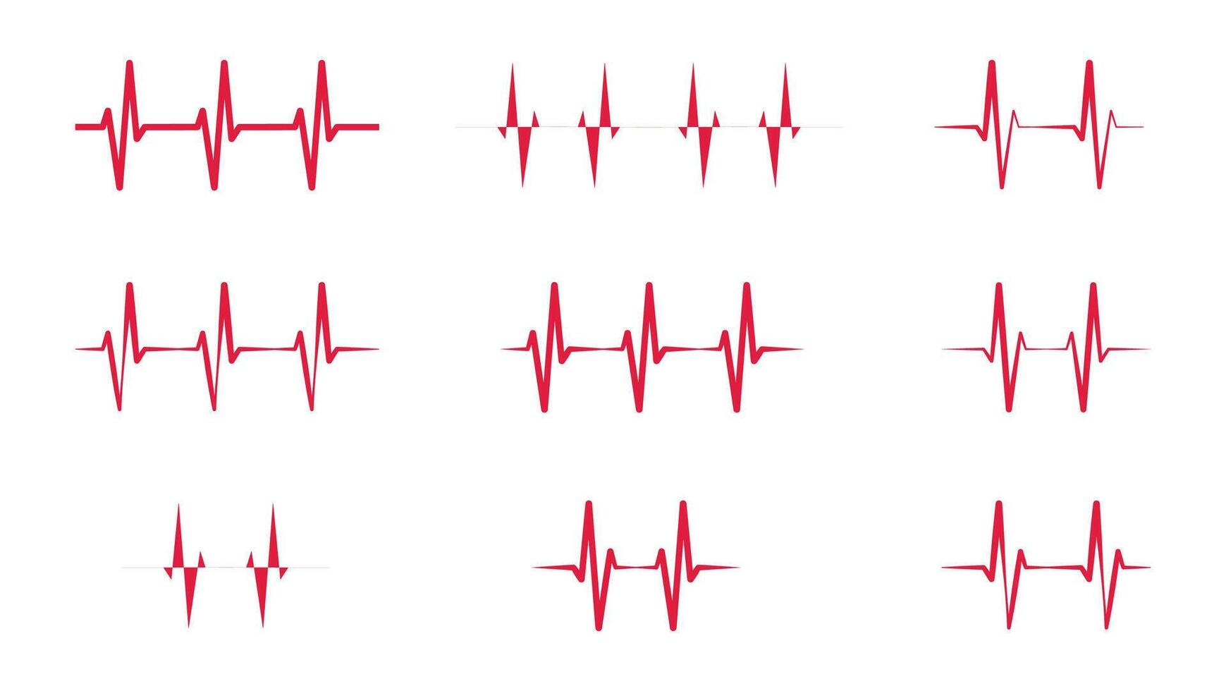 Set of HeartBeat Shape Design - Heartbeat Icon Design vector