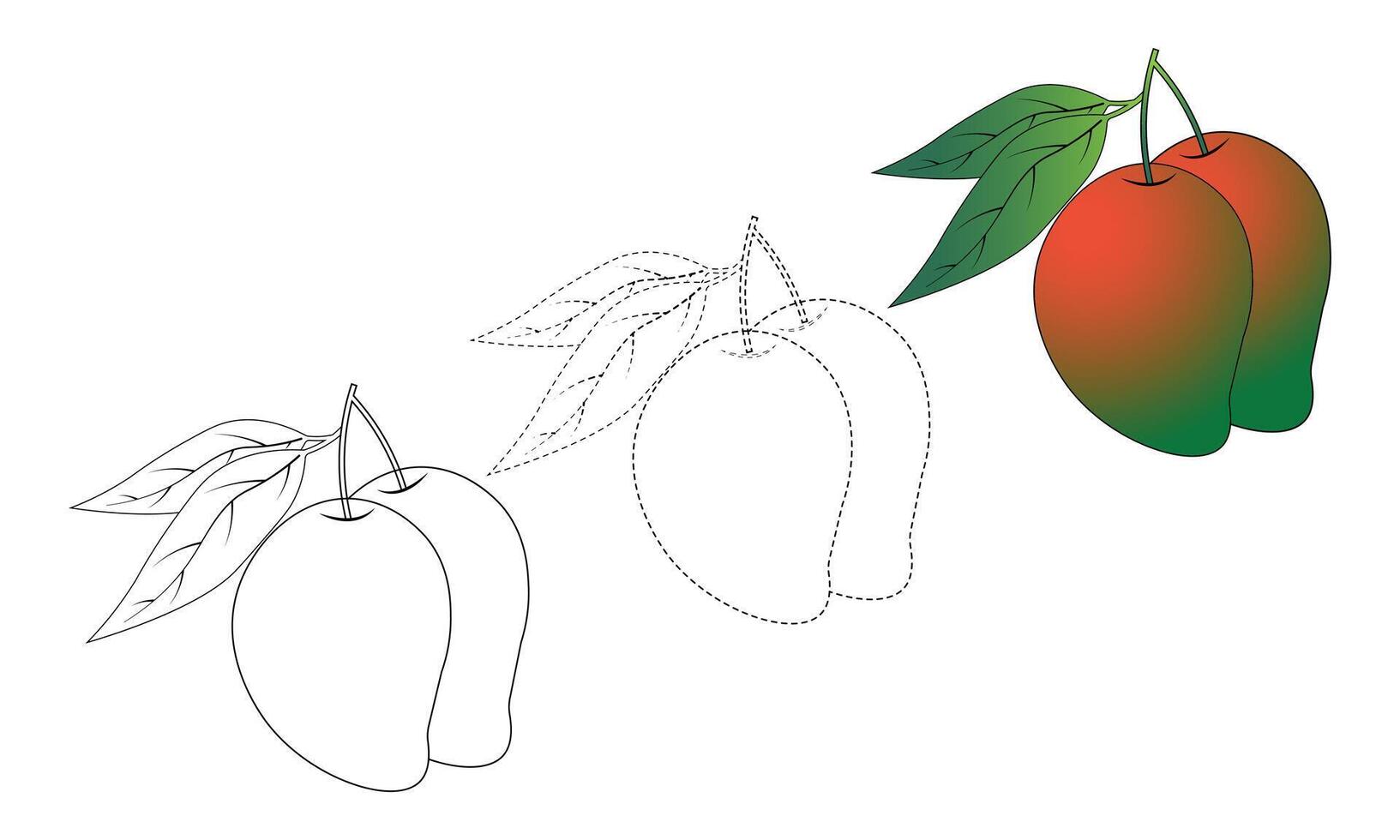 Mango Coloring Book Page For Kids vector