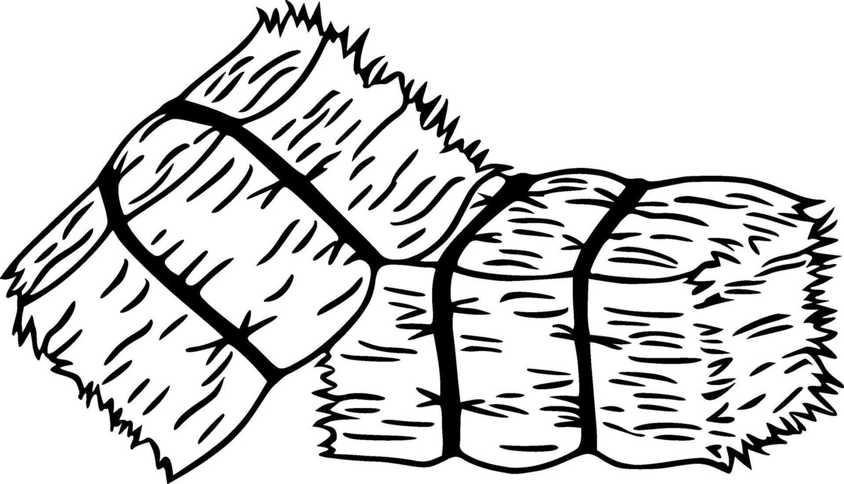 Stacked Hay Bales Farm Sketch Illustration vector