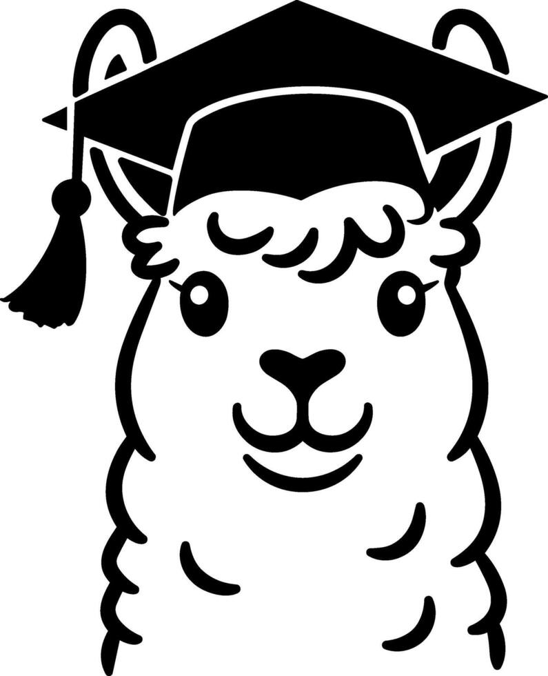 Cartoon Graduation Llama with Cap Illustration vector