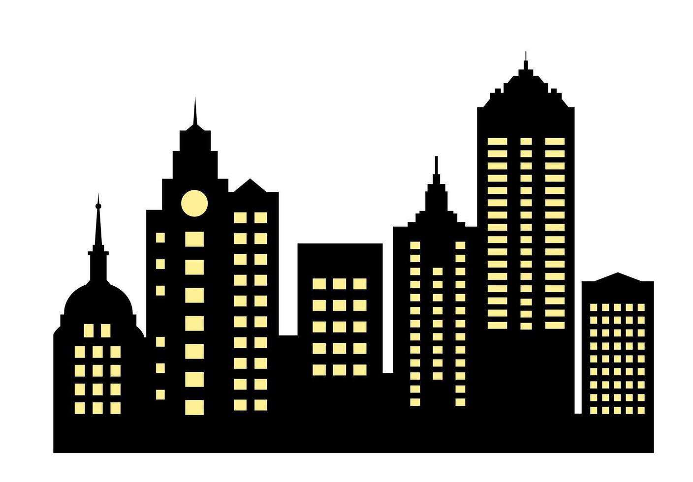 Silhouette of city at night vector