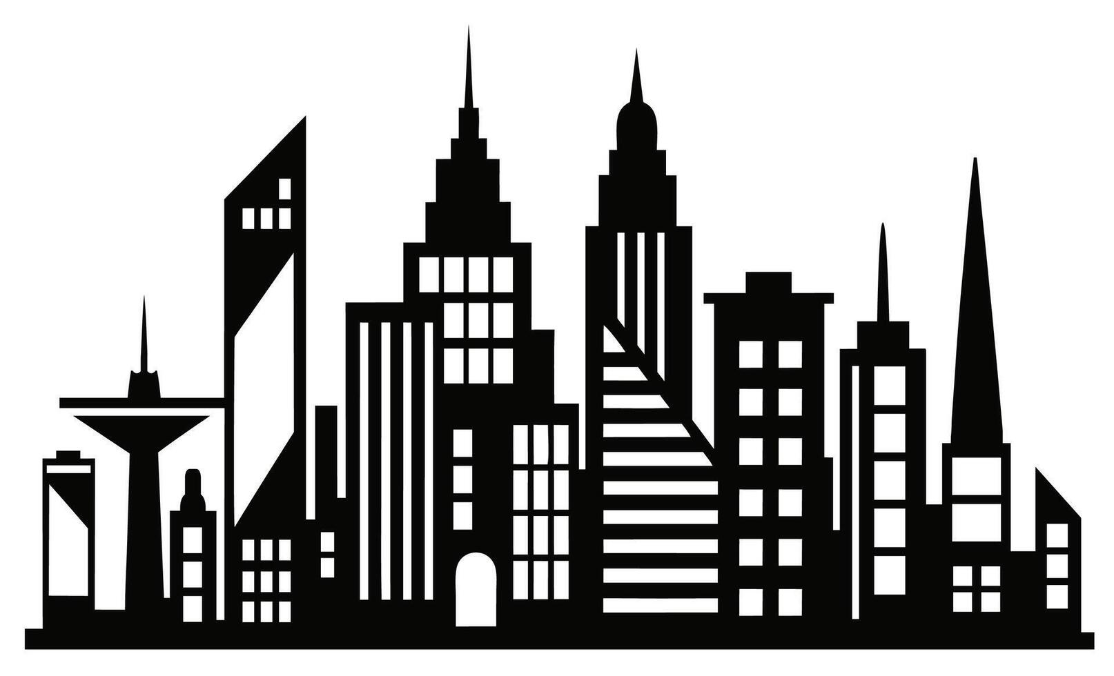 Black and white cityscape showing large government building in center vector