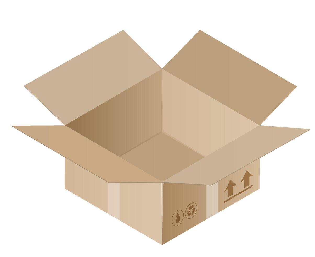 An open cardboard box on a white background vector