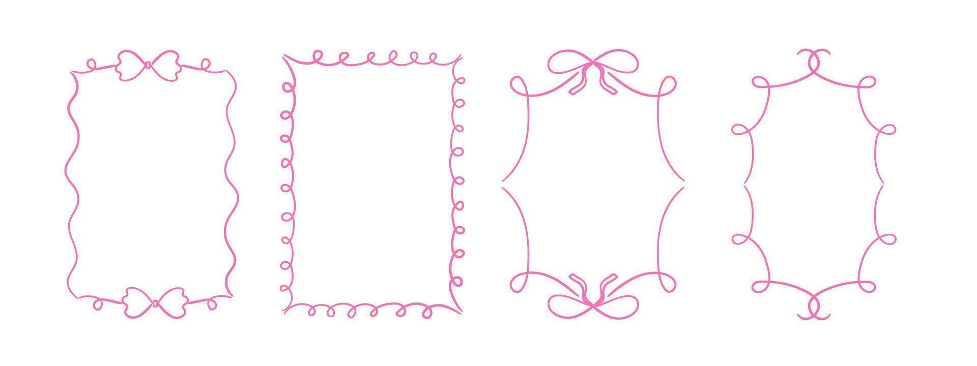 Hand drawn vintage minimalistic frames. Retro frames for invitations, cards and different designs. vector