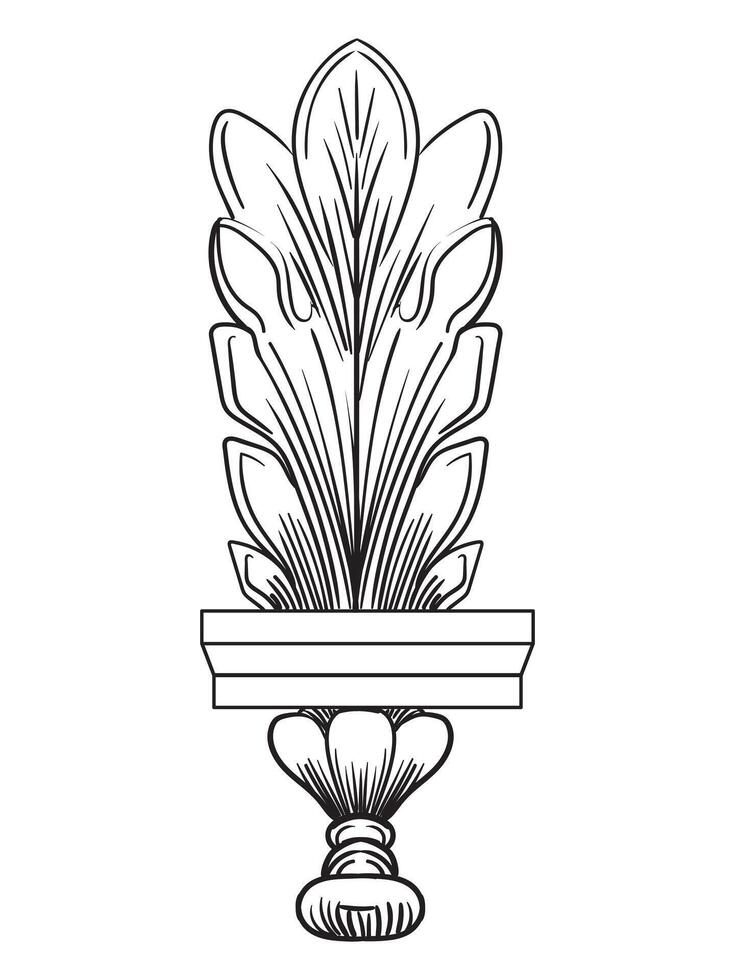 Decorative ornament hand drawing design element. Baroque scroll ornate monogram. Victorian filigree flourish swirl vignette, isolated illustration for design, print, fabric, invitation and wedding vector