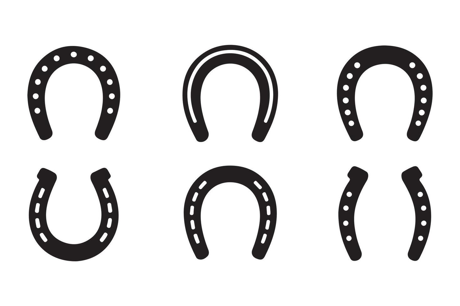 Collection of Black and White Horseshoe Icons vector