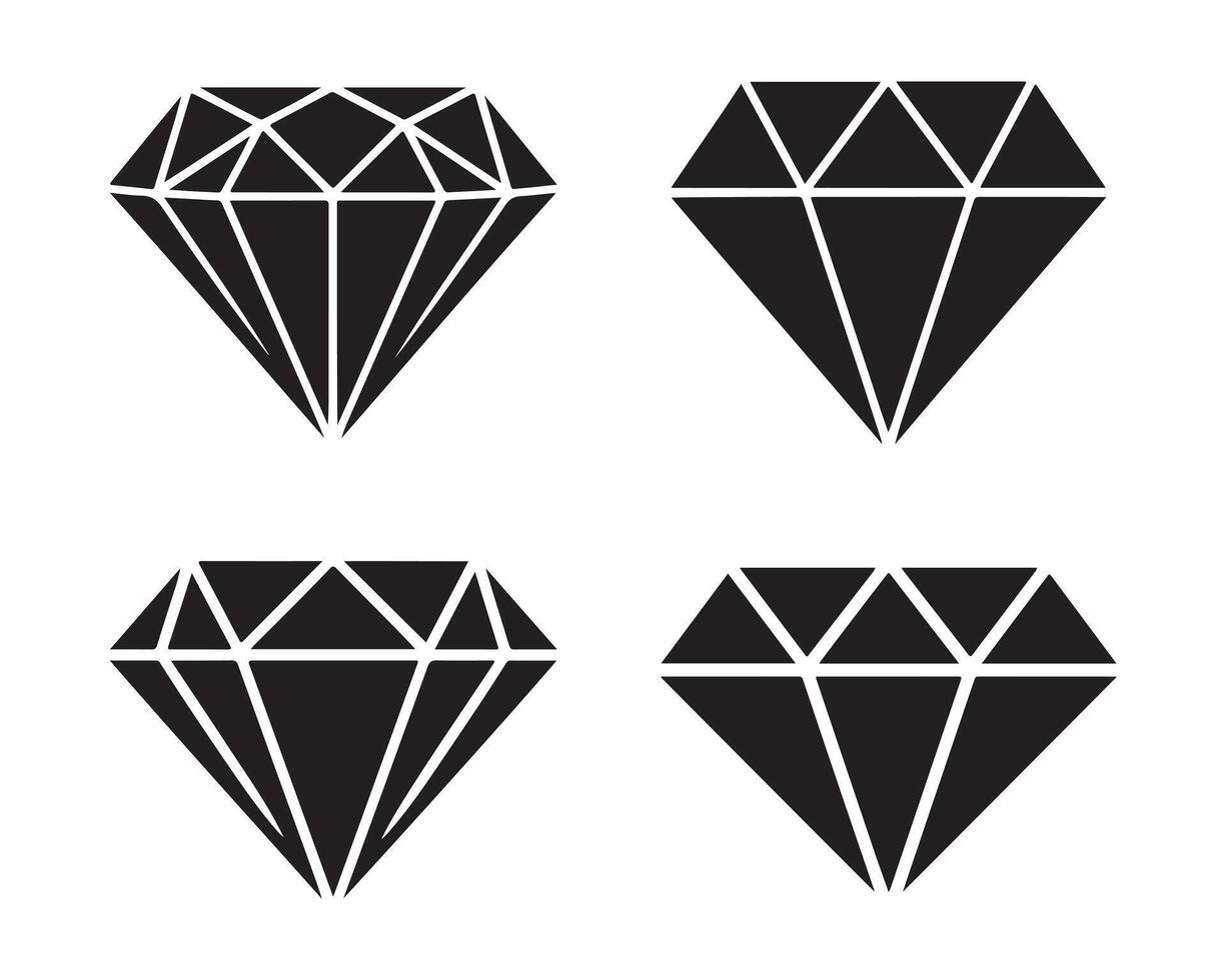 Four Simple Black Diamond Shapes Against a White Background vector