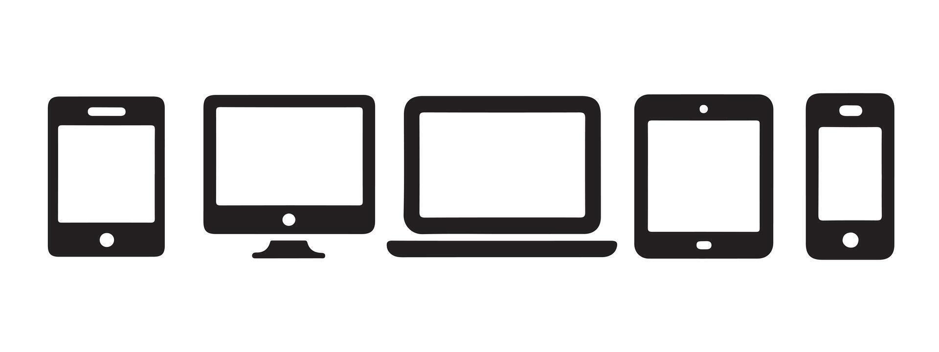 Illustration of various digital devices of different sizes. vector