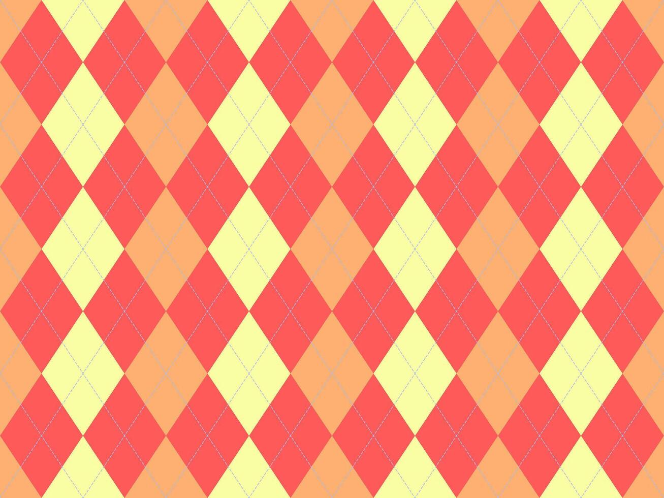 Vibrant argyle pattern in warm hues. Perfect for backgrounds, textiles, or playful designs. Geometric shapes create a visually appealing and versatile texture. vector