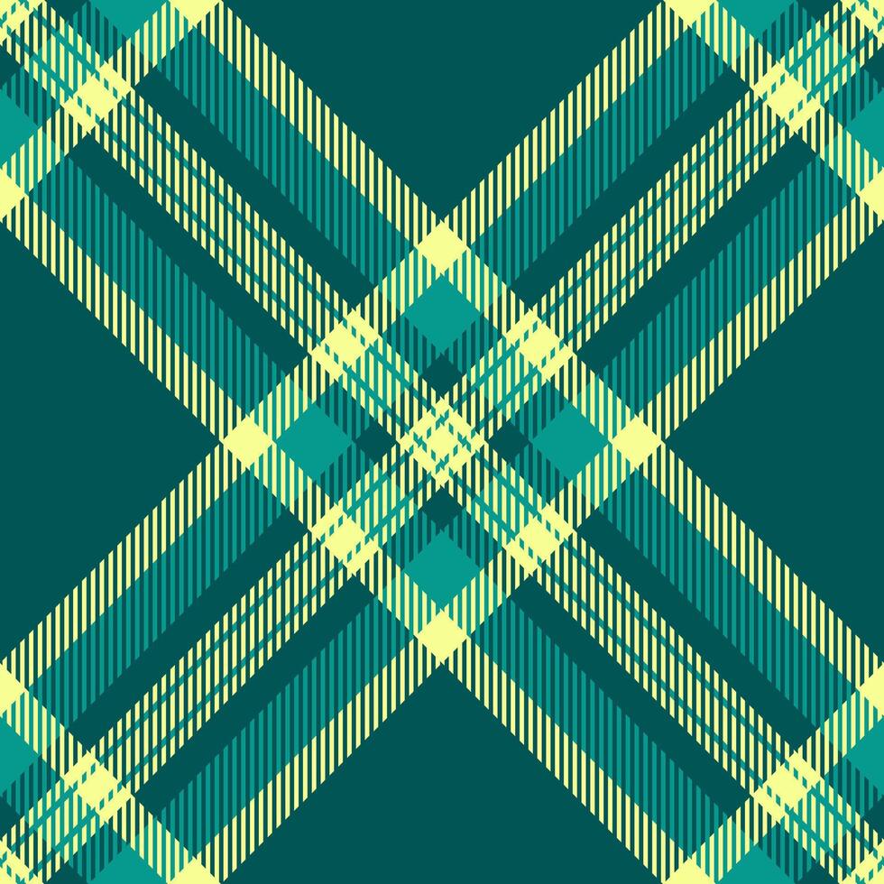 Vibrant teal and pale yellow plaid pattern. Perfect for textile design, fashion, or website backgrounds. Geometric texture adds visual interest and a touch of modern sophistication. vector