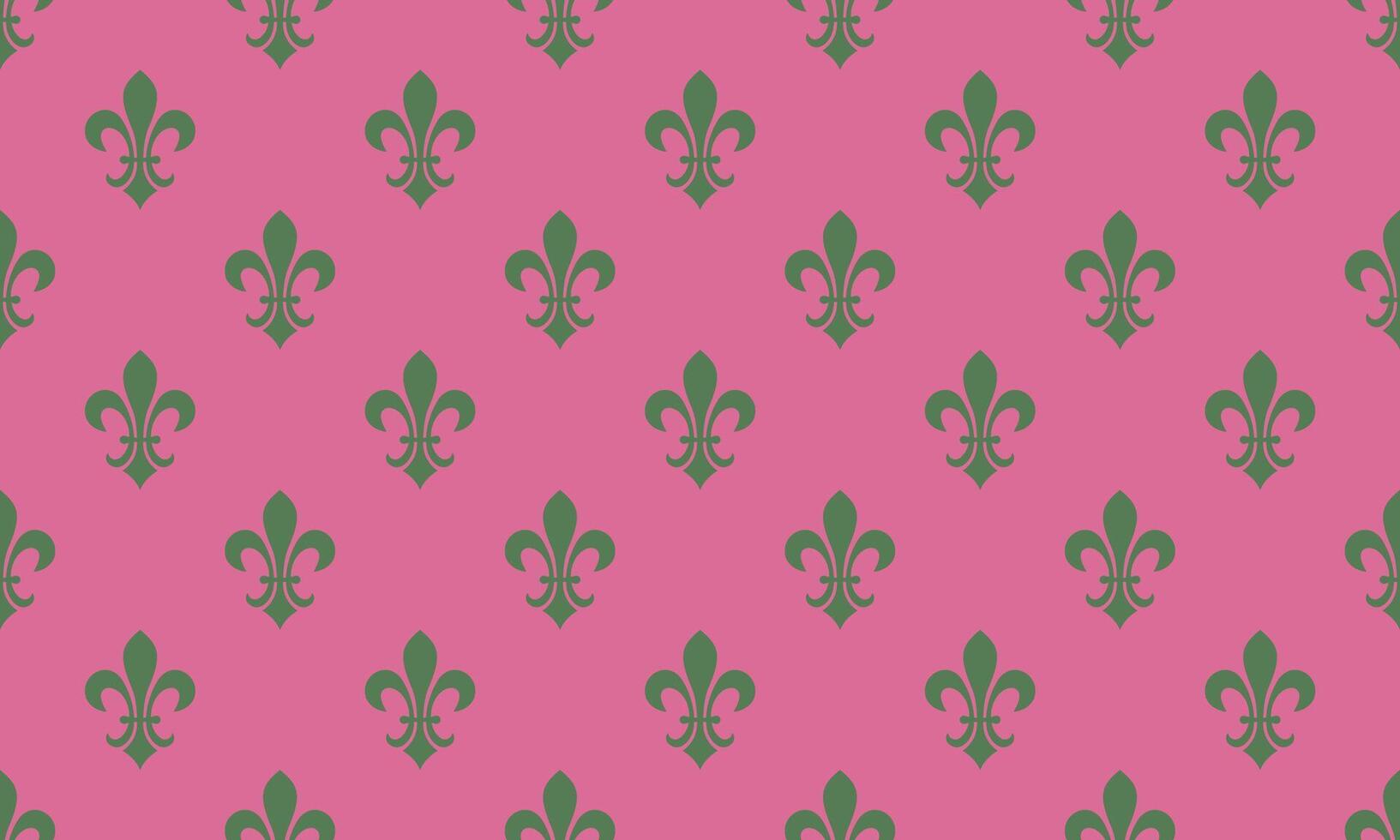 A pink and green fleur de lis pattern vector