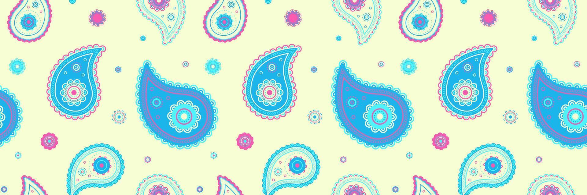 A colorful paisley pattern on a yellow background vector