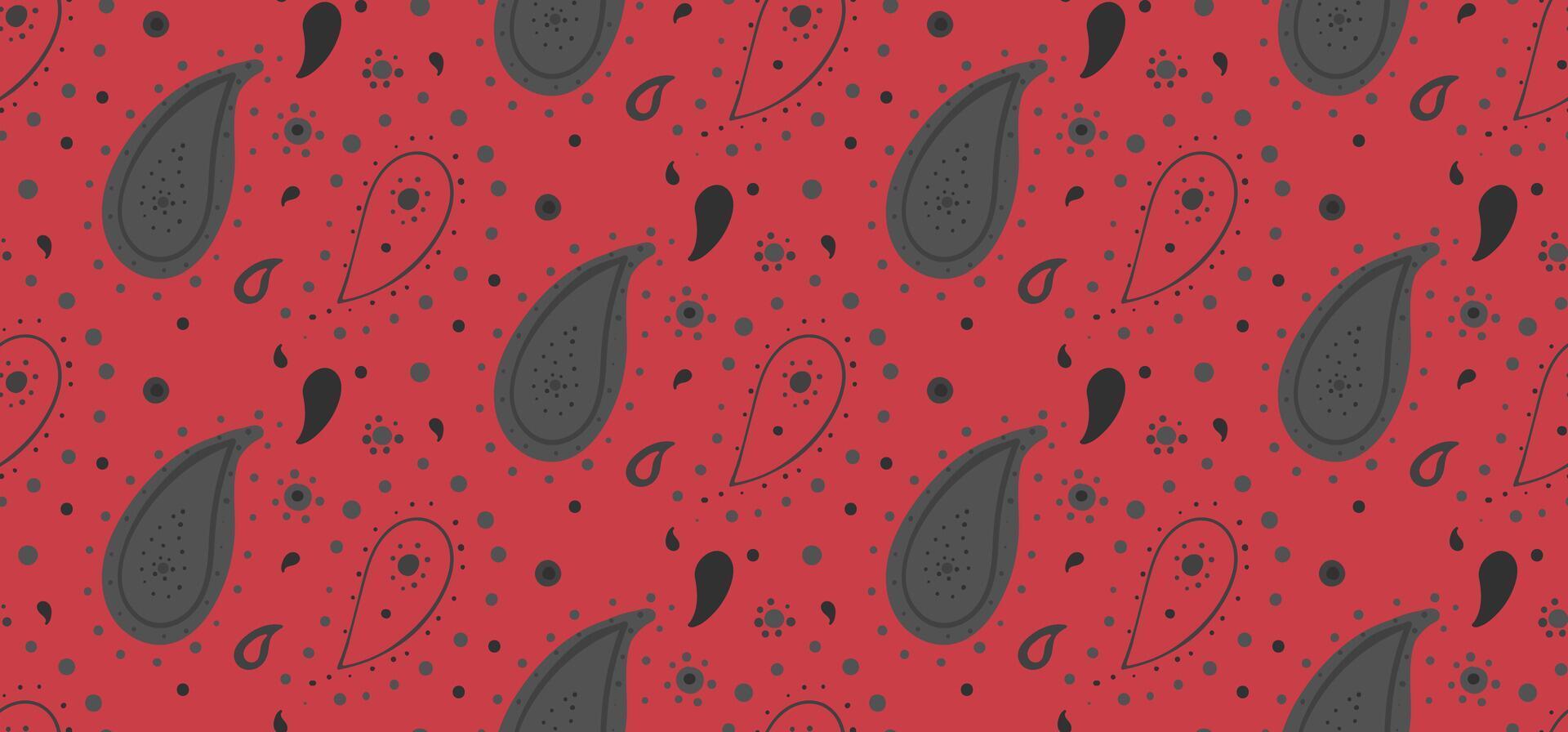 A red and black paisley pattern with dots vector