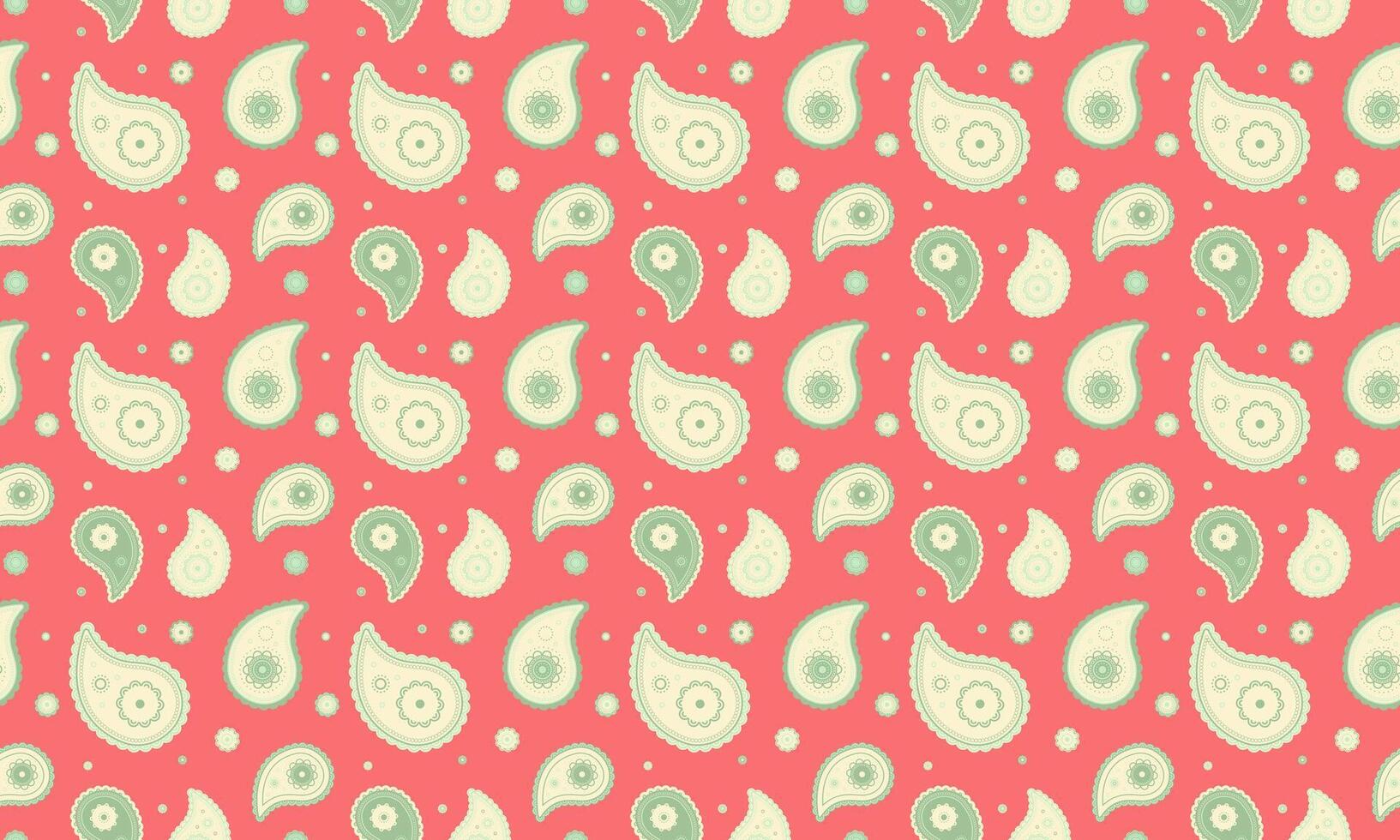 A pattern with green and pink paisley designs vector