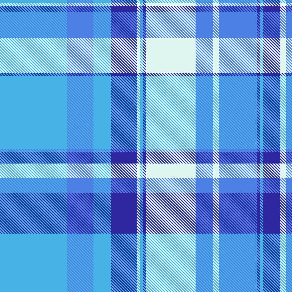 Vibrant blue plaid pattern. Perfect for textile design, website backgrounds, or fashion projects. This seamless texture evokes feelings of coolness and tranquility. vector