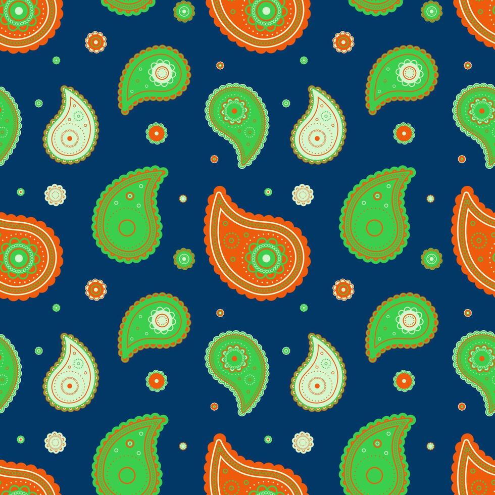 East tribal as vibrant paisley. Seamless pattern calligraphic, tiled intricate. Fabric cool with textured flat design. vector