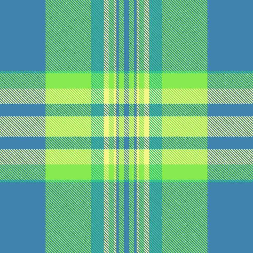 Living room texture fabric pattern, costume plaid textile background. National check tartan seamless in cyan and green colors. vector