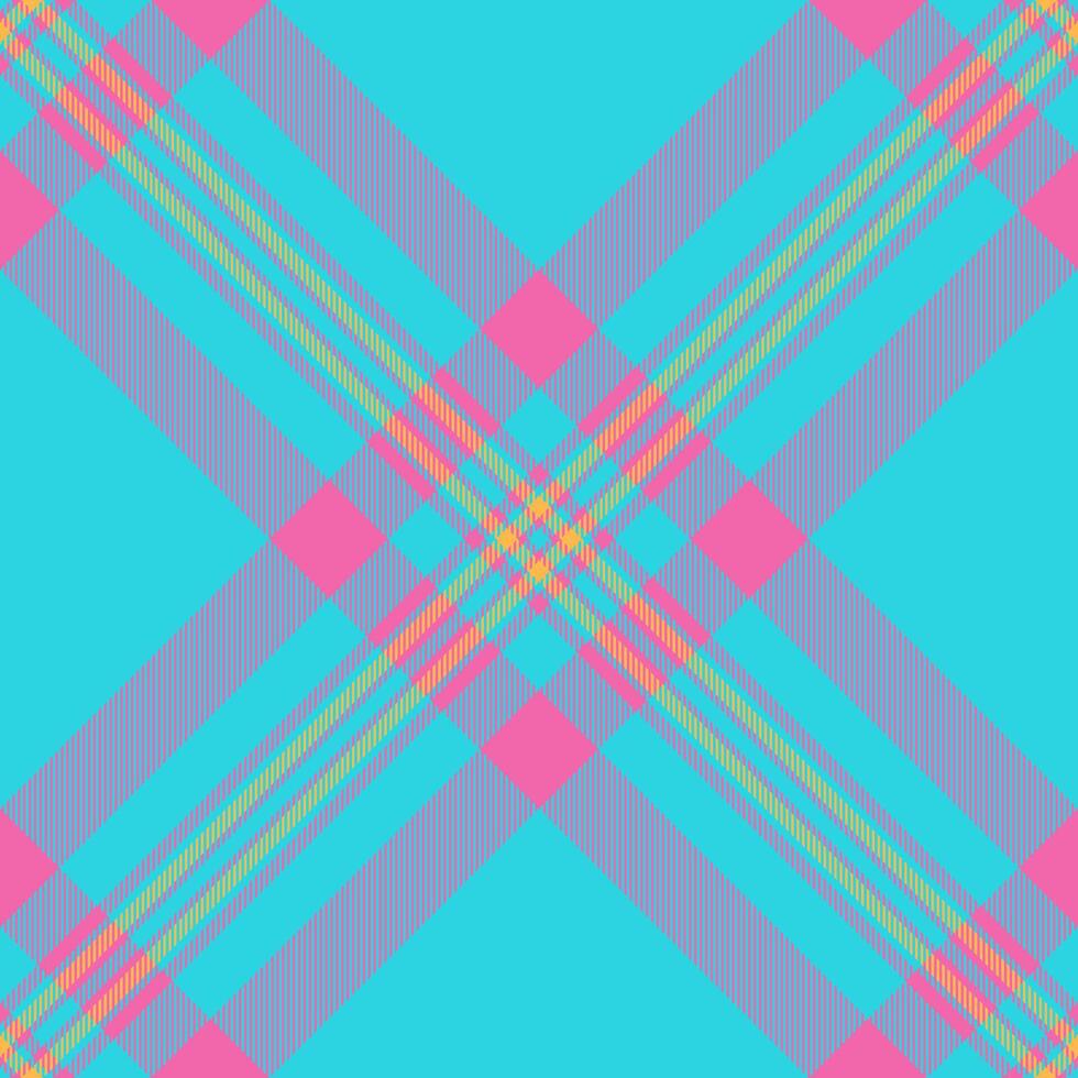 Mockup seamless textile check, hounds fabric texture tartan. Form plaid pattern background in cyan and pink colors. vector