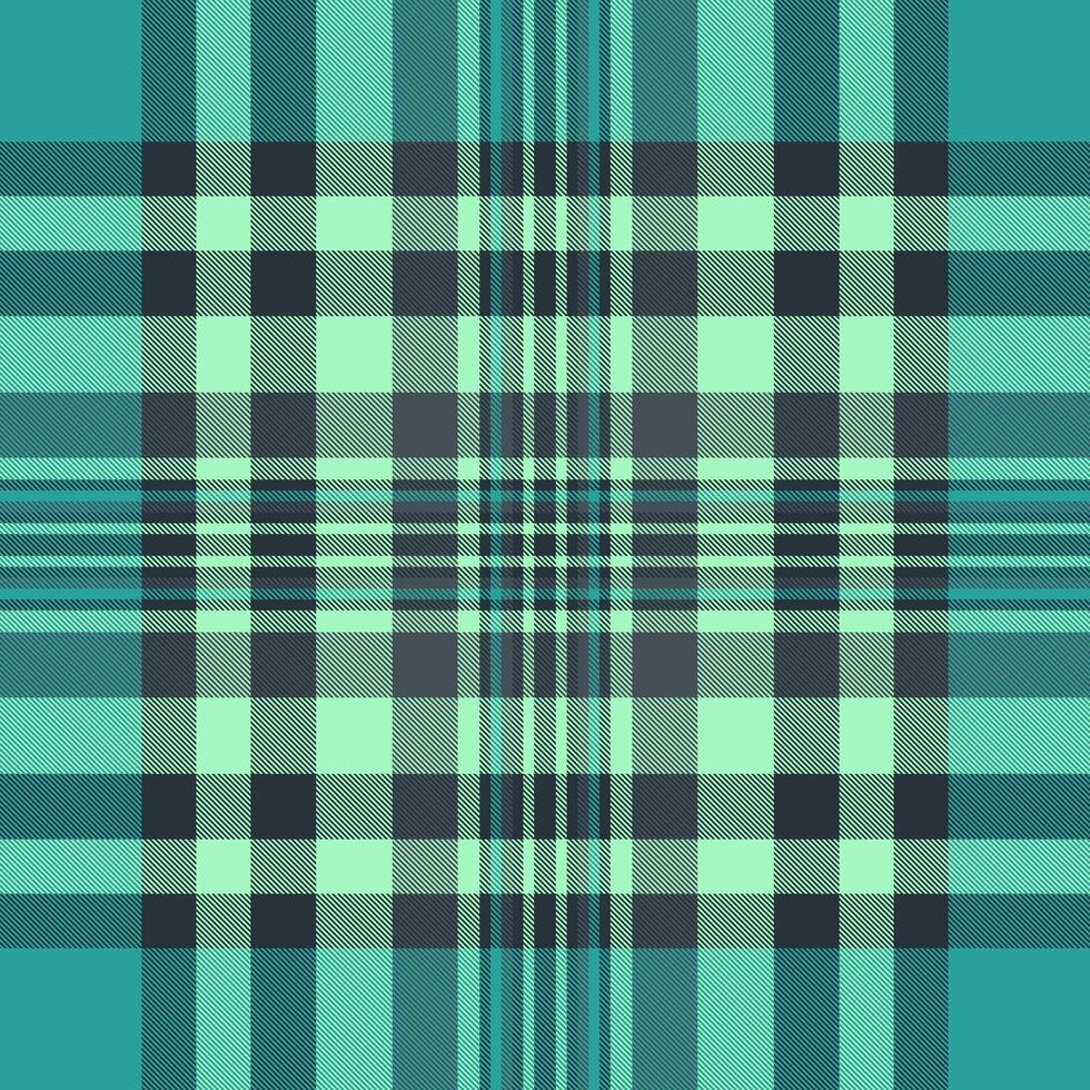 Seamless teal and mint green plaid pattern. Perfect for textile design, fashion, website backgrounds, or any project needing a fresh, modern, and stylish checkered texture. vector