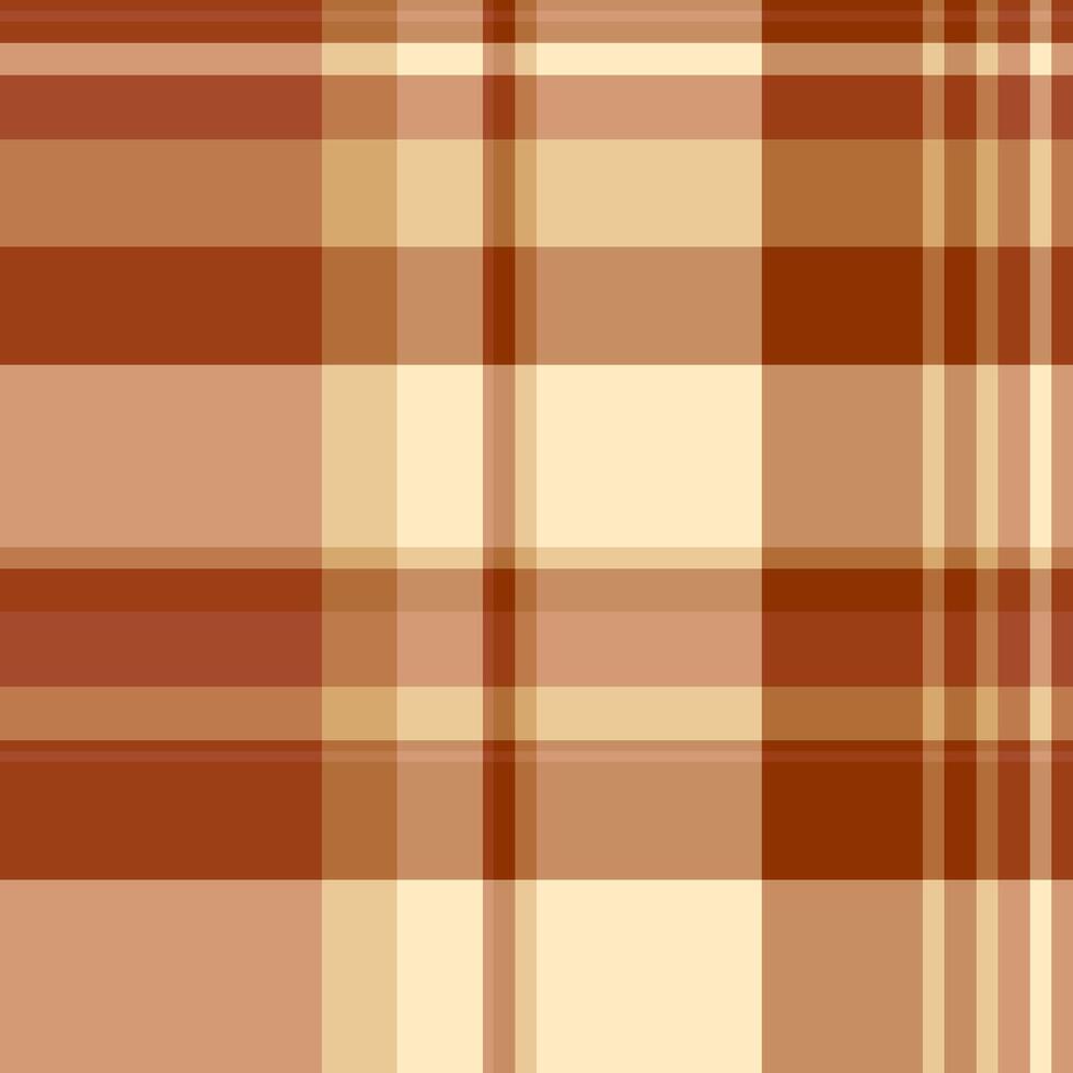 Copy space texture textile pattern, real background seamless. Ethnic tartan fabric plaid check in orange and amber colors. vector
