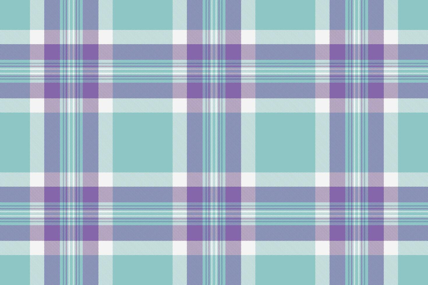 Soft pastel plaid pattern in teal, purple, and white. Perfect for textile design, website backgrounds, or crafting projects. This calming, seamless texture evokes feelings of serenity and style. vector