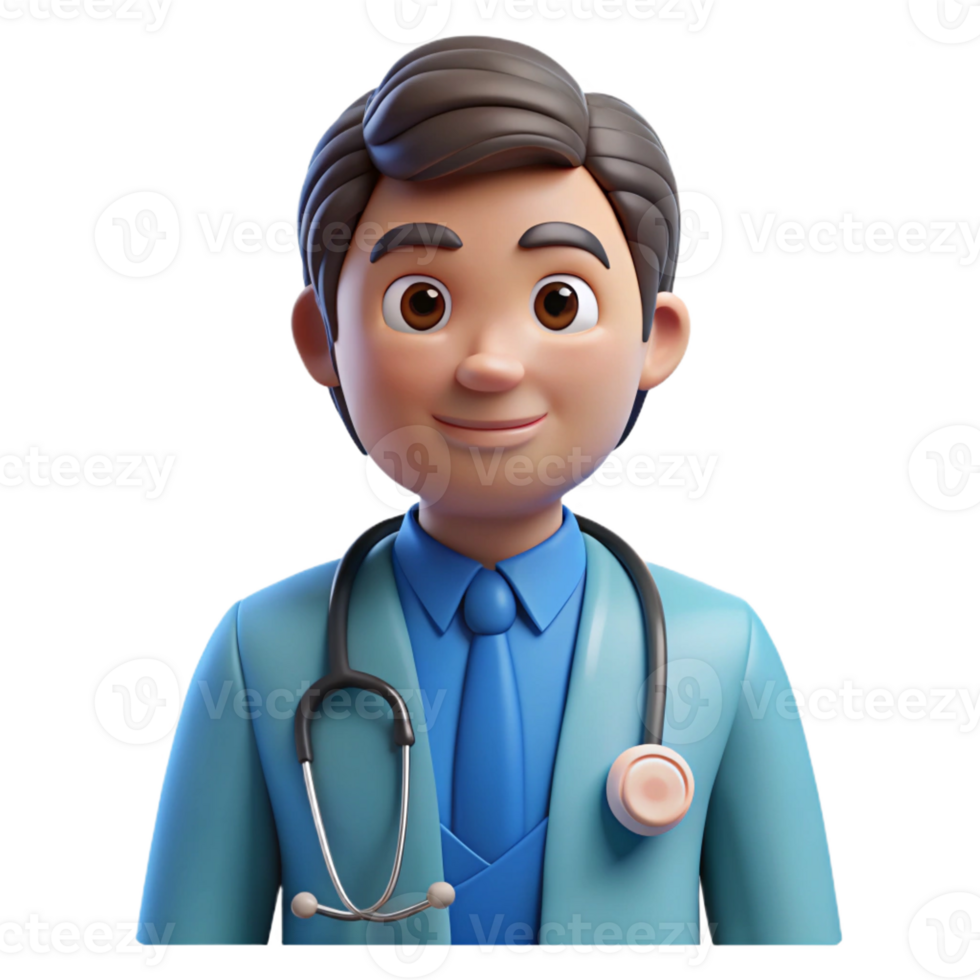 signature futuristic Doctor in scrubs with stethoscope with Transparent Background crisp png