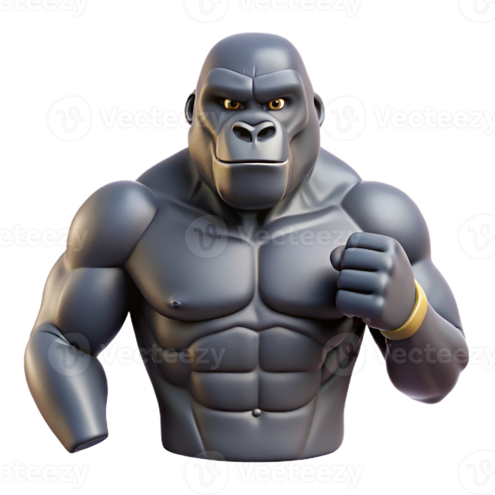 sumptuous memorable Gorilla, silverback, chest beating, with Transparent Background png