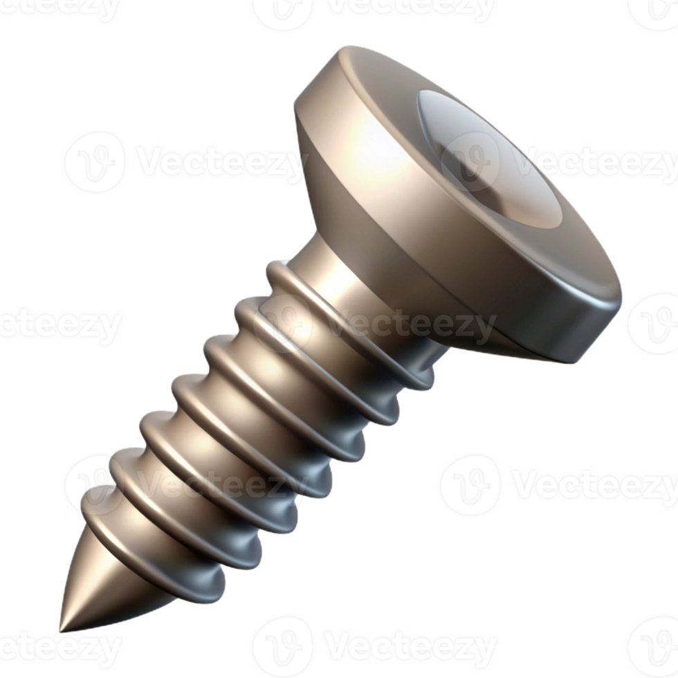 standout creative Professional render, isolated cutout, single screw, metal, hyper-specific with Transparent Background sharp png