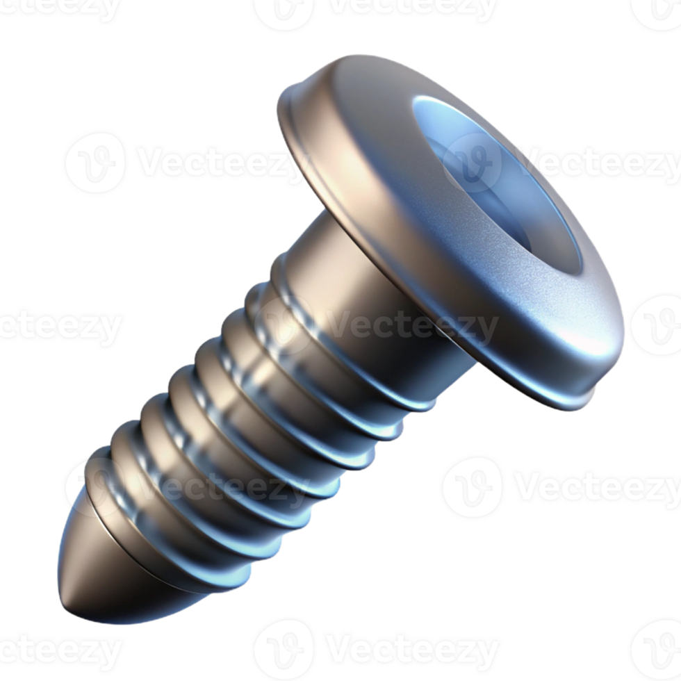mesmerizing joyful artistic Professional render, isolated cutout, single screw, metal, hyper-specific with Transparent Background high resolution png