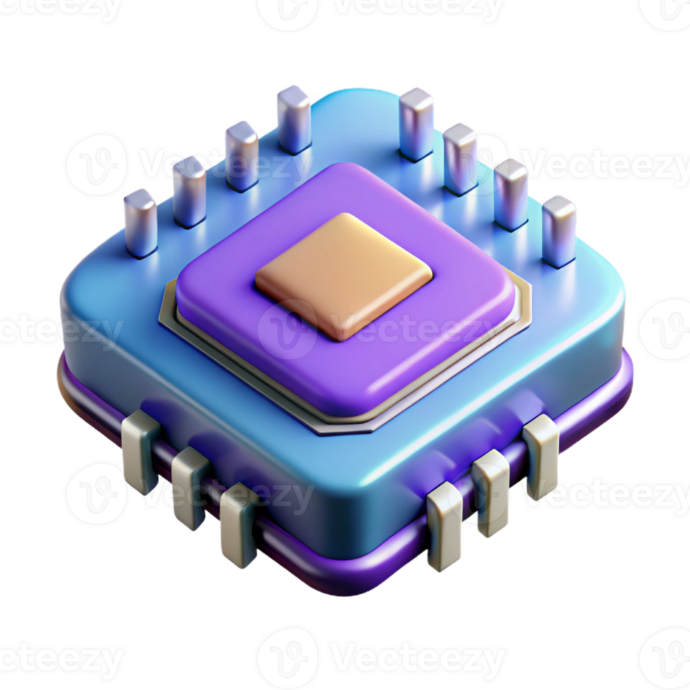mesmerizing iconic Hyper-specific, concept art style, isolated cutout of a single, quantum computer processor with Transparent Background png