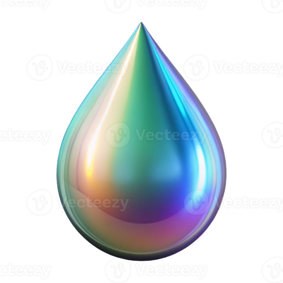 spectacular quintessential A single, floating teardrop with iridescent colors with Transparent Background png