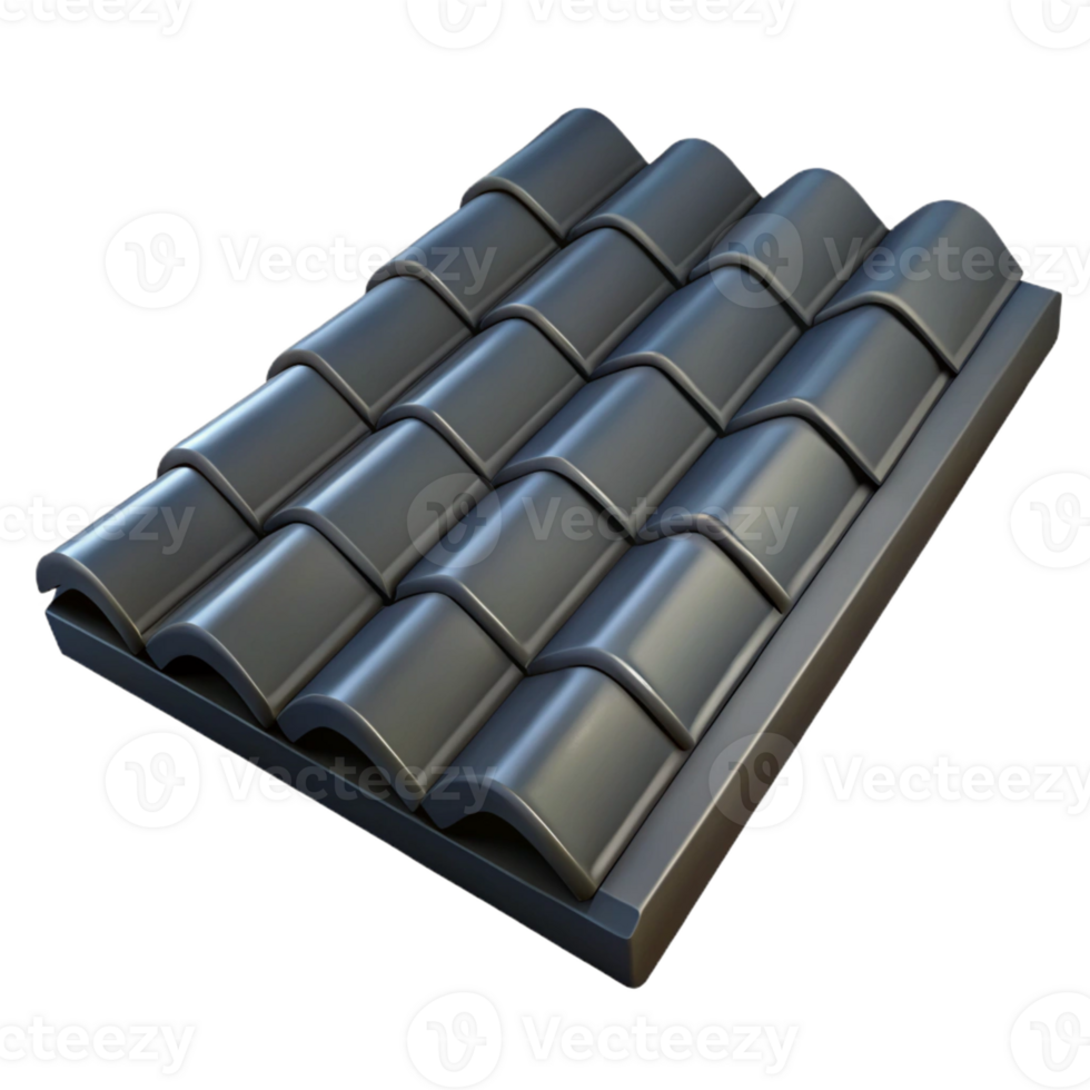 romantic majestic Slate roof tile, dark grey textured with Transparent Background high resolution png