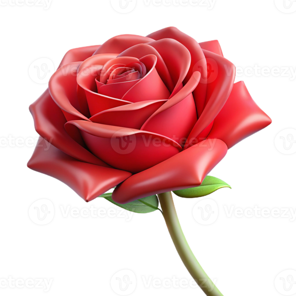 standout organic Photorealistic, isolated cutout of a single, wilting, red rose with Transparent Background high resolution png