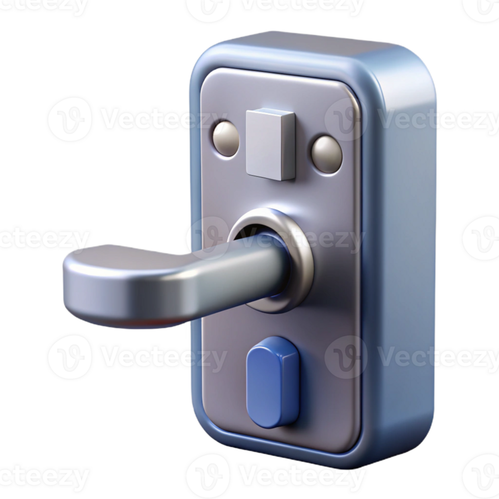 radiant playful retro Door lock, modern keyless entry with Transparent Background museum quality png