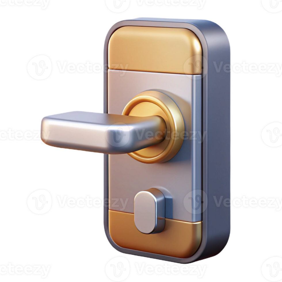striking joyful geometric Door lock, modern keyless entry with Transparent Background museum quality png