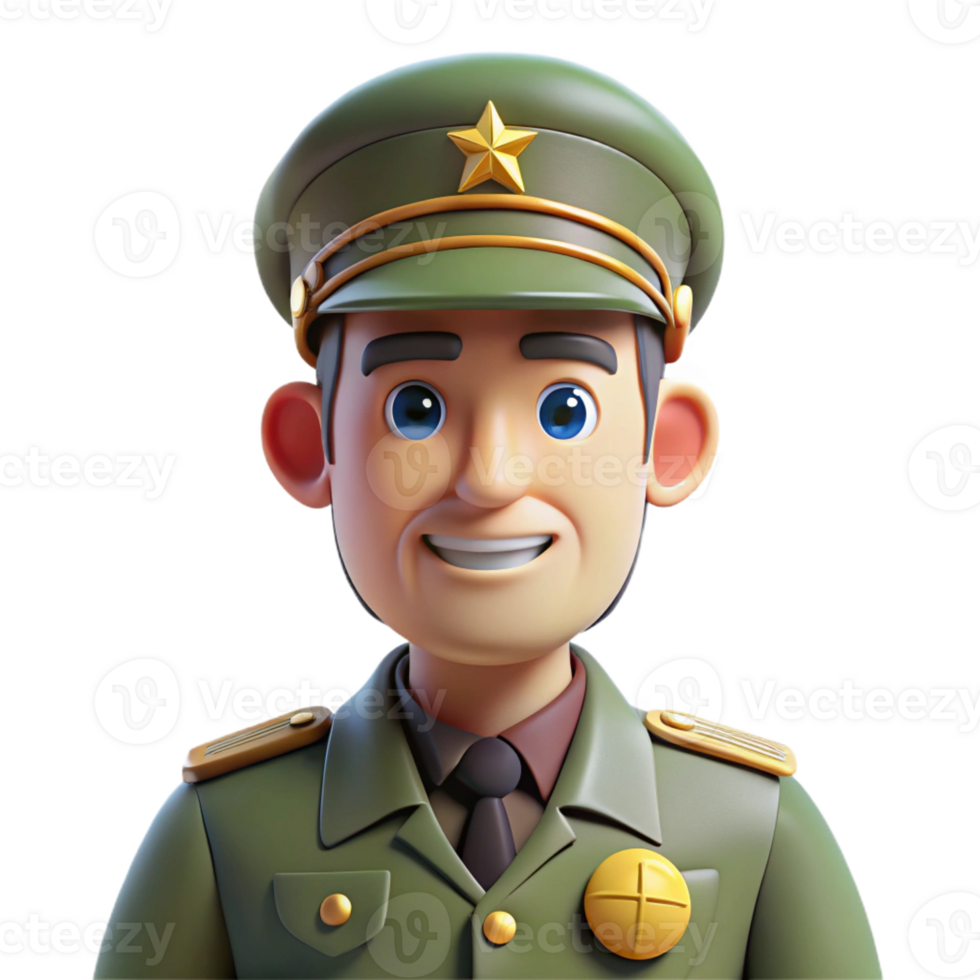 peaceful exquisite Proud veteran, military uniform, with Transparent Background high quality png