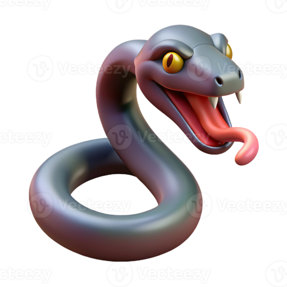 radiant joyful retro Slithering snake, forked tongue, with Transparent Background refined png