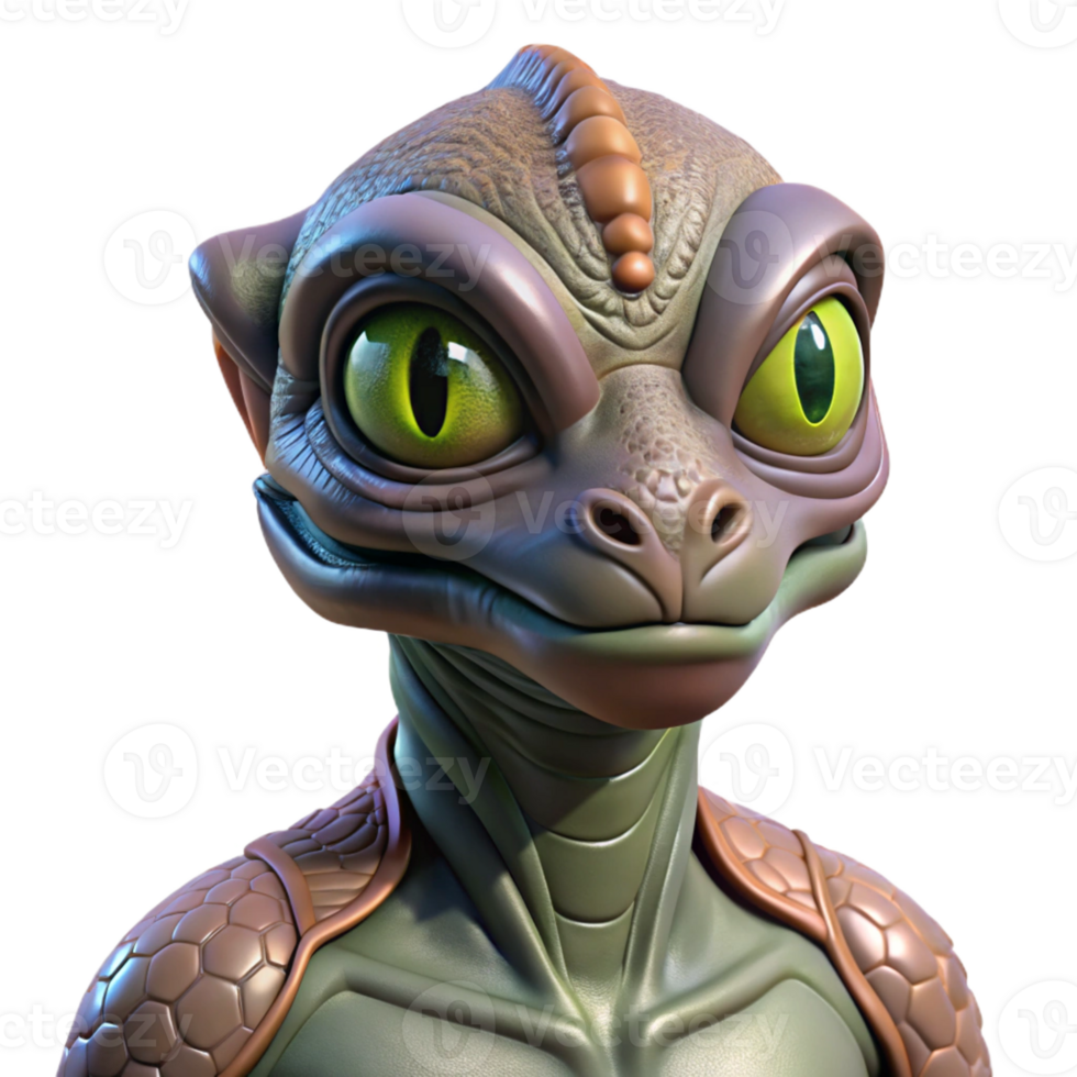 vibrant unparalleled Ultra-detailed, concept art style, isolated cutout of a futuristic, alien creature, reptilian with Transparent Background png