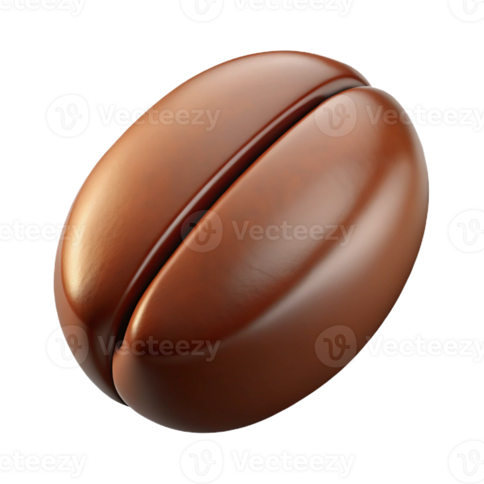 memorable abstract Ultra-detailed, professional render of a hyper-specific, isolated cutout single coffee bean, roasted brown with Transparent Background flawless png
