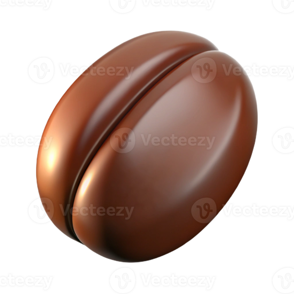 picturesque inspired Ultra-detailed, professional render of a hyper-specific, isolated cutout single coffee bean, roasted brown with Transparent Background png