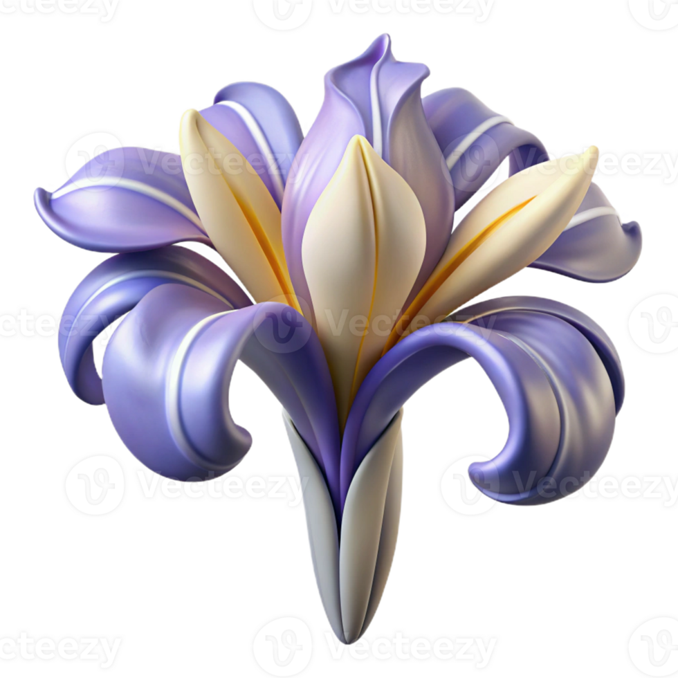 mesmerizing tranquil renaissance Ultra-detailed, concept art style isolated cutout of a single Art Nouveau stylized iris flower, intricate details, delicate lines, with Transparent Background genuine png