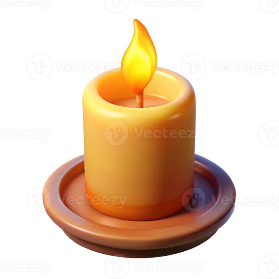 memorable minimalist Burning candle, flickering flame, with Transparent Background perfect clarity png