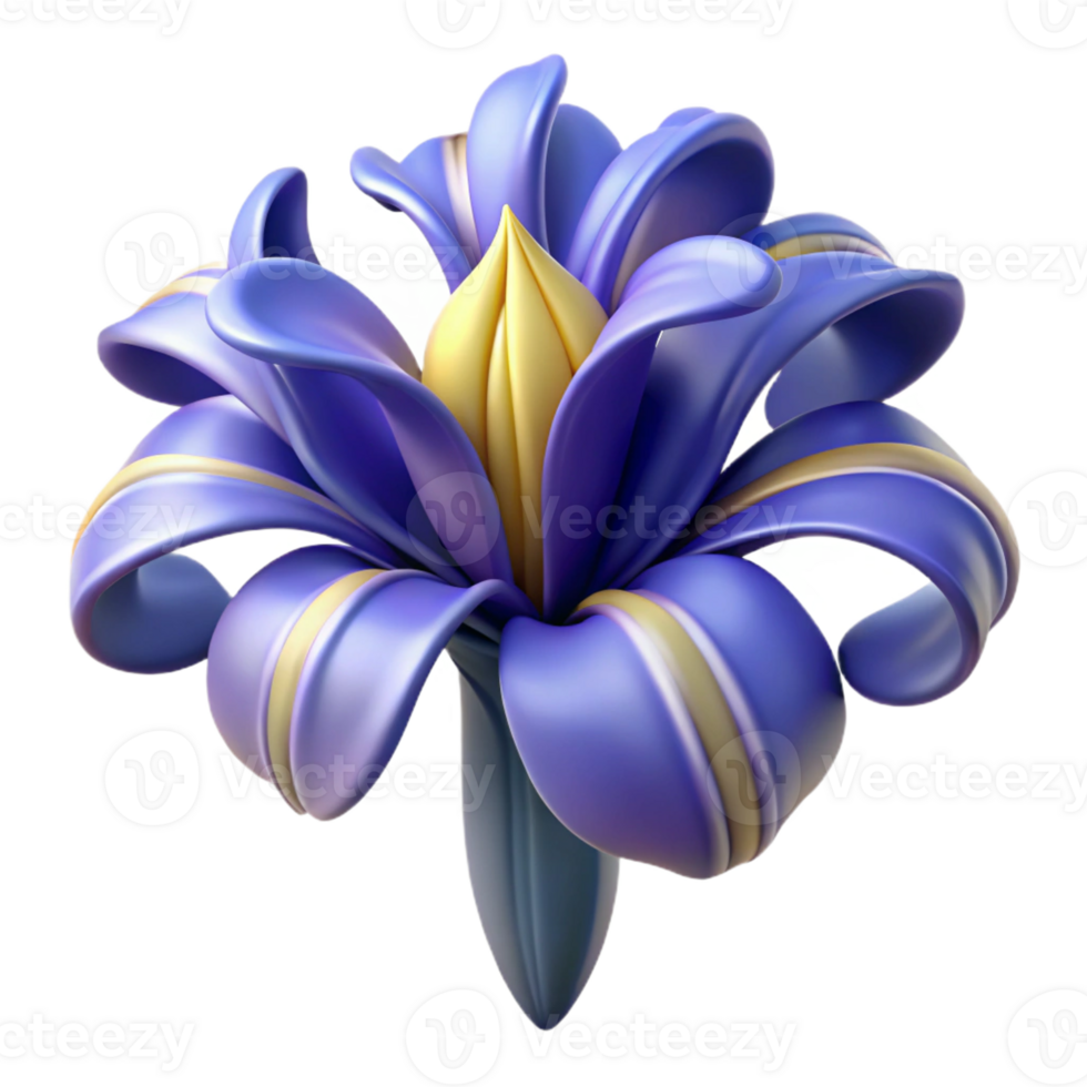 romantic serene Ultra-detailed, concept art style isolated cutout of a single Art Nouveau stylized iris flower, intricate details, delicate lines, with Transparent Background elite png
