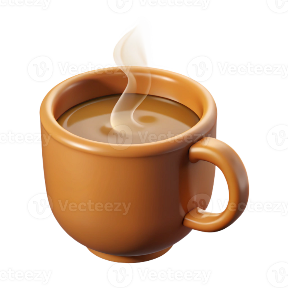 wonderful romantic elegant Coffee mug, steaming hot beverage, with Transparent Background high quality png