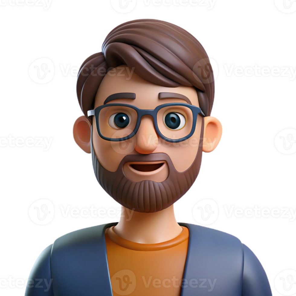 playful exquisite Serious young man with beard and glasses with Transparent Background luxury png